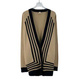 Hermes Brown Striped Silk Long-Sleeve Cardigan